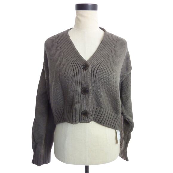 NWT Commense XS Crop Sweater Cardigan Gray - Picture 1 of 5